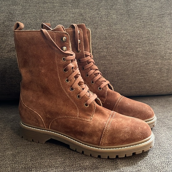 NEW ZODIAC Women's Bruna Bootie ~ Combat Boot ~ Leather Upper Size 9.5 Cognac - Picture 2 of 12